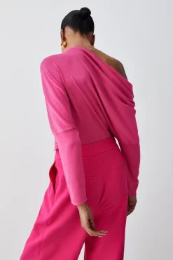 Hot Sale 👏 Karen Millen Viscose Blend Knitted Drape Shoulder Jumper ⌛ 12 Hot Sale 👏 Karen Millen Viscose Blend Knitted Drape Shoulder Jumper ⌛ -Karen Millen Outlet store bkk06276 fuchsia xl 2