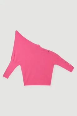 Hot Sale 👏 Karen Millen Viscose Blend Knitted Drape Shoulder Jumper ⌛ 13 Hot Sale 👏 Karen Millen Viscose Blend Knitted Drape Shoulder Jumper ⌛ -Karen Millen Outlet store bkk06276 fuchsia xl 3