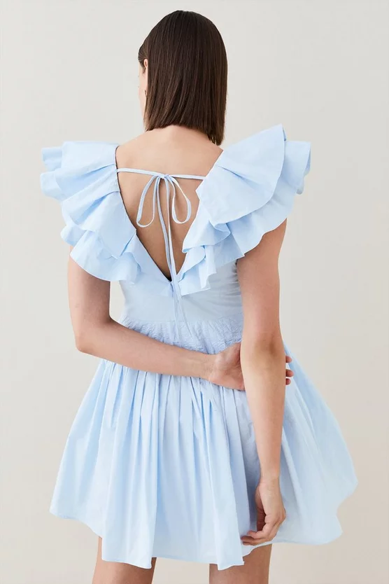 Flash Sale 🎉 Karen Millen Taffeta Frill Pintuck Mini 👗 Dress - pale blue 🎁 5 Flash Sale 🎉 Karen Millen Taffeta Frill Pintuck Mini 👗 Dress - pale blue 🎁 - Image 3