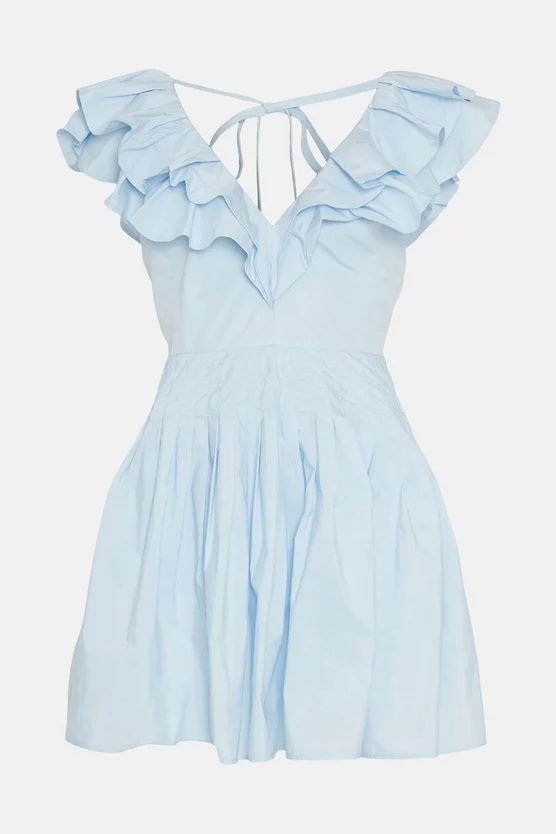 Flash Sale 🎉 Karen Millen Taffeta Frill Pintuck Mini 👗 Dress - pale blue 🎁 6 Flash Sale 🎉 Karen Millen Taffeta Frill Pintuck Mini 👗 Dress - pale blue 🎁 - Image 4