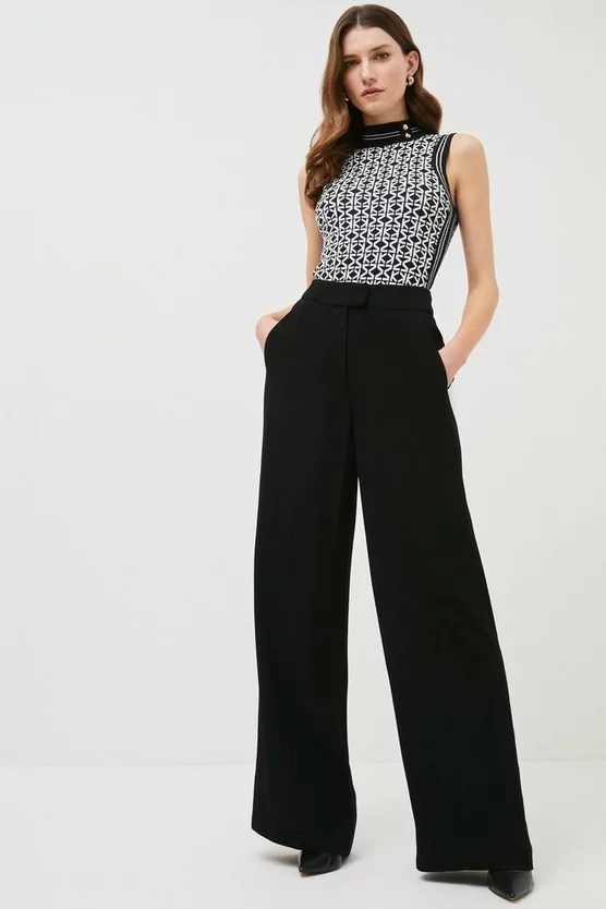 Budget โจ Karen Millen Petite Viscose Satin Back Crepe Wide Leg Trouser ๐ 3 Budget โจ Karen Millen Petite Viscose Satin Back Crepe Wide Leg Trouser ๐