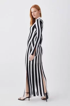 Best Pirce 🎉 Karen Millen Stripe Shredded Hem Jacquard Maxi Column 👗 Dress - mono ✔️ 10 Best Pirce 🎉 Karen Millen Stripe Shredded Hem Jacquard Maxi Column 👗 Dress - mono ✔️ -Karen Millen Outlet store bkk06341 mono xl 2