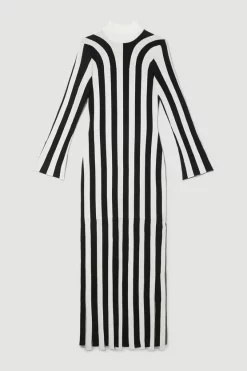 Best Pirce 🎉 Karen Millen Stripe Shredded Hem Jacquard Maxi Column 👗 Dress - mono ✔️ 11 Best Pirce 🎉 Karen Millen Stripe Shredded Hem Jacquard Maxi Column 👗 Dress - mono ✔️ -Karen Millen Outlet store bkk06341 mono xl 3