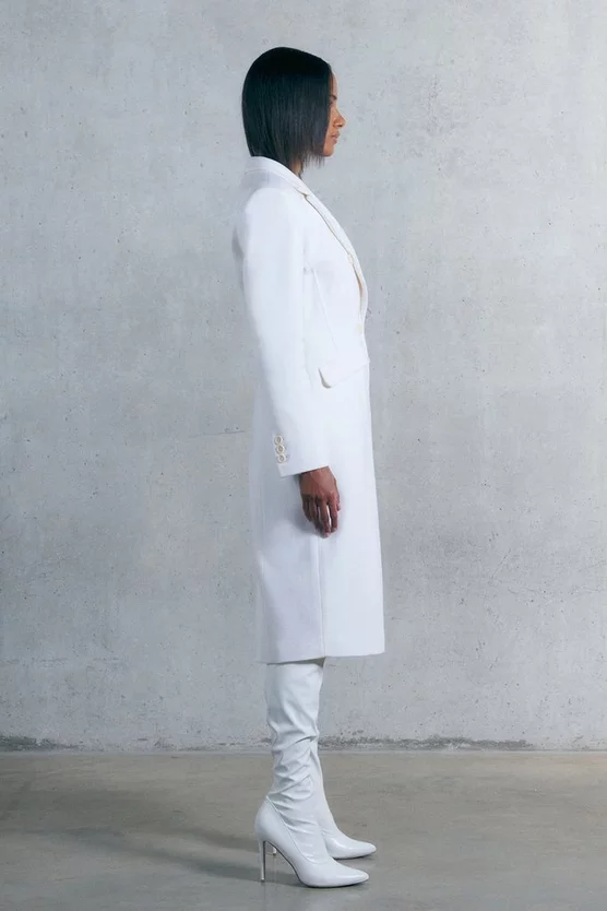 Top 10 🤩 Karen Millen Italian Luxe Finish Wool Cashmere Blend Hourglass Midi 🧥 Coat - ivory 🔔 5 Top 10 🤩 Karen Millen Italian Luxe Finish Wool Cashmere Blend Hourglass Midi 🧥 Coat - ivory 🔔 - Image 3