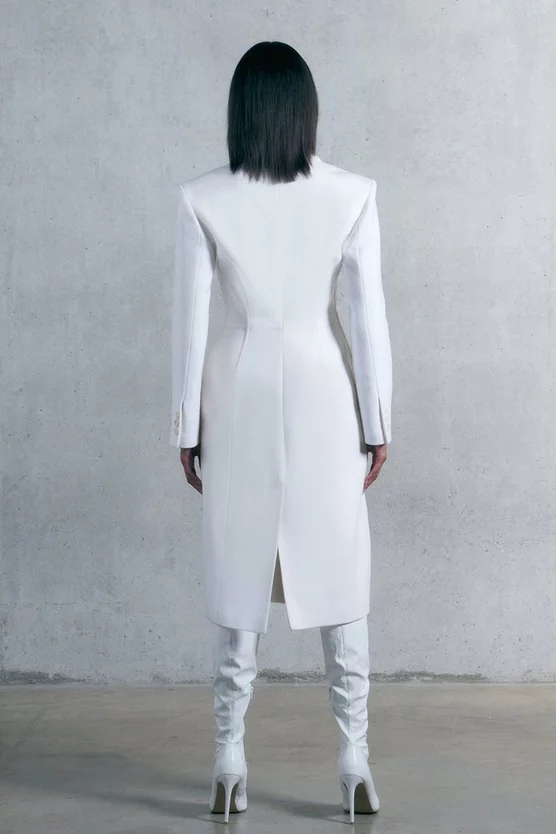 Top 10 🤩 Karen Millen Italian Luxe Finish Wool Cashmere Blend Hourglass Midi 🧥 Coat - ivory 🔔 6 Top 10 🤩 Karen Millen Italian Luxe Finish Wool Cashmere Blend Hourglass Midi 🧥 Coat - ivory 🔔 - Image 4