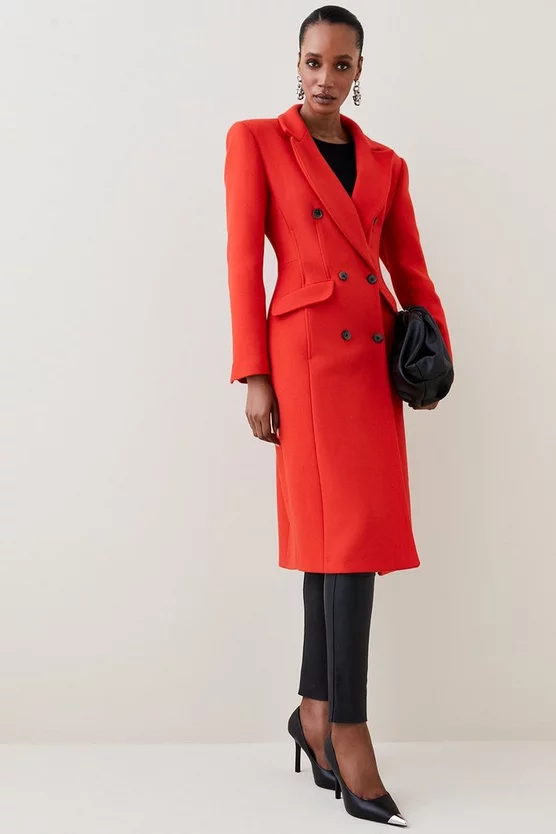 Outlet ❤️ Karen Millen Italian Virgin Wool Blend Hourglass Midi 🧥 Coat - red 🤩 3 Outlet ❤️ Karen Millen Italian Virgin Wool Blend Hourglass Midi 🧥 Coat - red 🤩