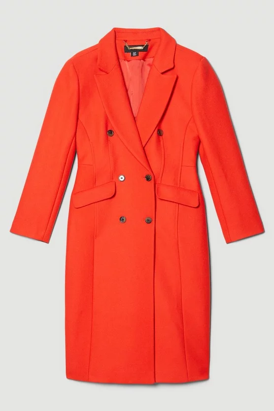Outlet ❤️ Karen Millen Italian Virgin Wool Blend Hourglass Midi 🧥 Coat - red 🤩 6 Outlet ❤️ Karen Millen Italian Virgin Wool Blend Hourglass Midi 🧥 Coat - red 🤩 - Image 4
