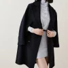 Cheap 👍 Karen Millen Italian Virgin Wool Double Breasted Cape Over 🧥 Coat - black 🤩 -Karen Millen Outlet store bkk06368 black xl