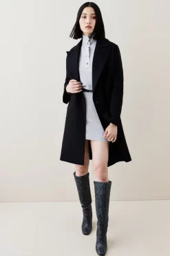 Cheap 👍 Karen Millen Italian Virgin Wool Double Breasted Cape Over 🧥 Coat - black 🤩 -Karen Millen Outlet store bkk06368 black xl 2