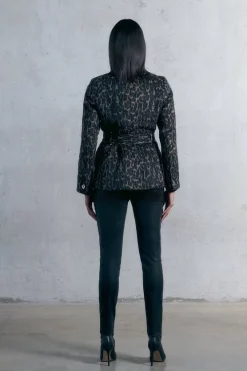 Budget 😍 Karen Millen Italian Wool Blend Animal Jacquard Investment Notch Neck Short 🧥 Coat 👏 -Karen Millen Outlet store bkk06373 animal xl 2