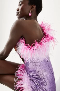 Best Pirce 🤩 Karen Millen Sequin And Feather One Shoulder Mini 👗 Dress - pink 🌟 13 Best Pirce 🤩 Karen Millen Sequin And Feather One Shoulder Mini 👗 Dress - pink 🌟 -Karen Millen Outlet store bkk06382 pink xl 4