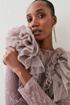 Brand new 💯 Karen Millen Tulle Lace Jersey Mini 👗 Dress - neutral 🤩 12 Brand new 💯 Karen Millen Tulle Lace Jersey Mini 👗 Dress - neutral 🤩 -Karen Millen Outlet store bkk06385 neutral xl 4