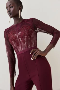 Cheap 🤩 Karen Millen Guipure & Beaded Corset Detail Woven Jumpsuit - fig ✔️ 9 Cheap 🤩 Karen Millen Guipure & Beaded Corset Detail Woven Jumpsuit - fig ✔️ -Karen Millen Outlet store bkk06414 fig xl 1