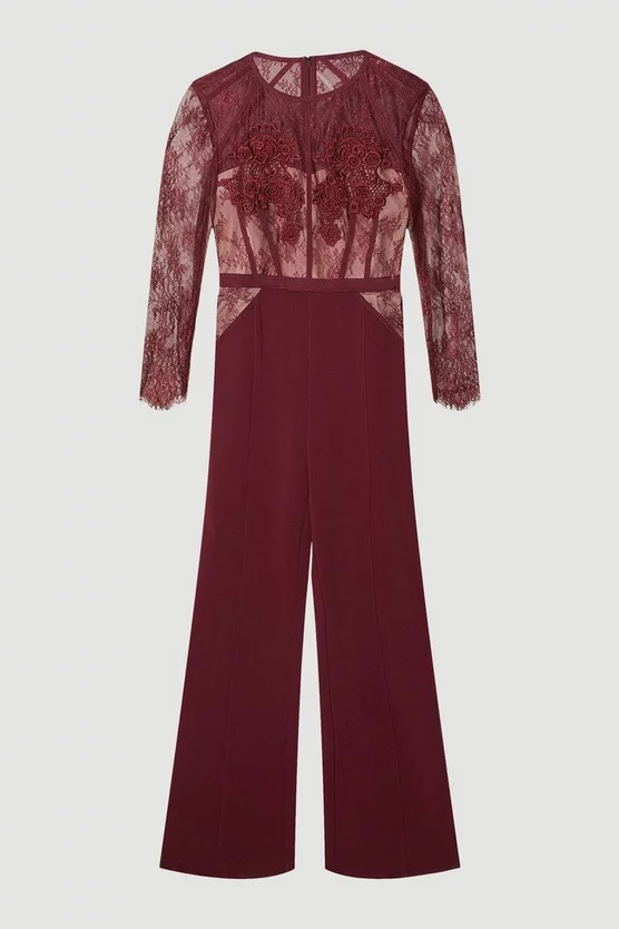 Cheap 🤩 Karen Millen Guipure & Beaded Corset Detail Woven Jumpsuit - fig ✔️ 6 Cheap 🤩 Karen Millen Guipure & Beaded Corset Detail Woven Jumpsuit - fig ✔️ - Image 4