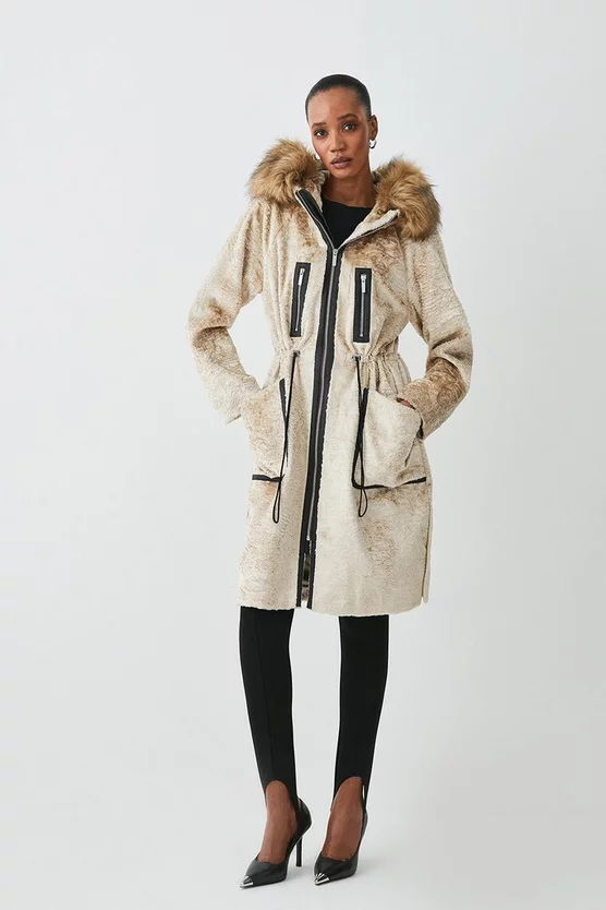Wholesale ๐ Karen Millen Signature Faux Ponyskin Hooded Parka ๐งฅ Coat - cream ๐งจ 6 Wholesale ๐ Karen Millen Signature Faux Ponyskin Hooded Parka ๐งฅ Coat - cream ๐งจ - Image 5