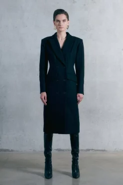 Cheap ๐ฅ Karen Millen Italian Virgin Wool Hourglass Midi ๐งฅ Coat - black ๐ฅ