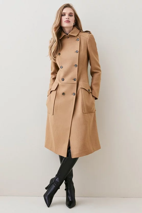 Cheapest 🎁 Karen Millen Italian Virgin Wool Military 🧥 Coat - camel 😀 4 Cheapest 🎁 Karen Millen Italian Virgin Wool Military 🧥 Coat - camel 😀 - Image 2