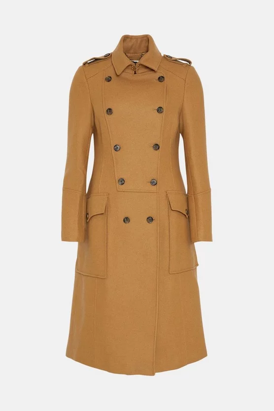 Cheapest 🎁 Karen Millen Italian Virgin Wool Military 🧥 Coat - camel 😀 6 Cheapest 🎁 Karen Millen Italian Virgin Wool Military 🧥 Coat - camel 😀 - Image 4