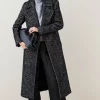 Deals 😀 Karen Millen Italian Herringbone Wool Belted Trench 🧥 Coat ✔️ -Karen Millen Outlet store bkk06508 black xl