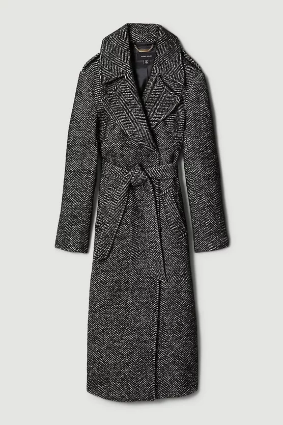 Deals 😀 Karen Millen Italian Herringbone Wool Belted Trench 🧥 Coat ✔️ 6 Deals 😀 Karen Millen Italian Herringbone Wool Belted Trench 🧥 Coat ✔️ - Image 4