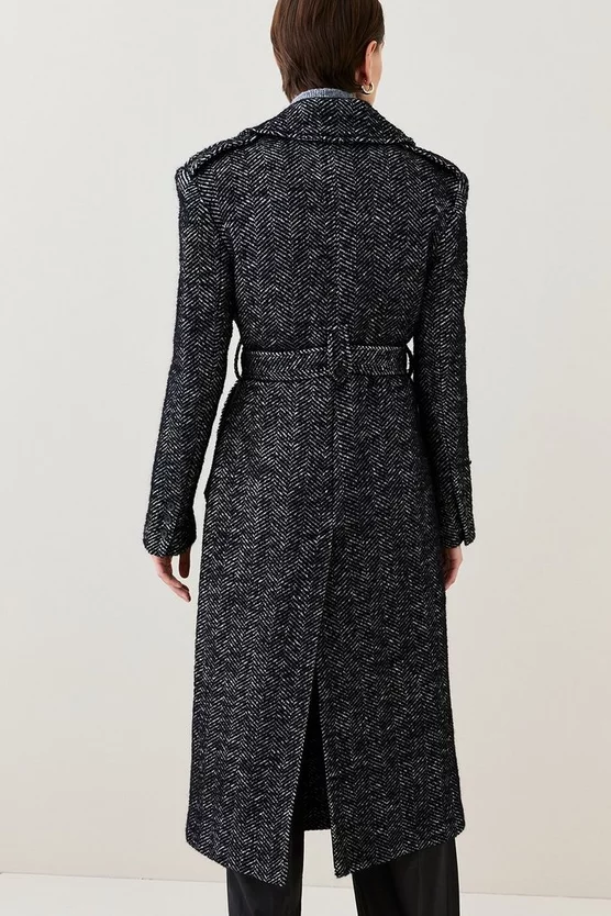 Deals 😀 Karen Millen Italian Herringbone Wool Belted Trench 🧥 Coat ✔️ 7 Deals 😀 Karen Millen Italian Herringbone Wool Belted Trench 🧥 Coat ✔️ - Image 5