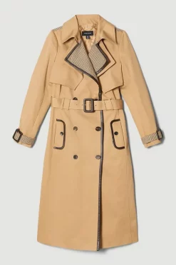 Deals 😍 Karen Millen Tweed Mix Cotton Trench 🧥 Coat - camel ❤️ -Karen Millen Outlet store bkk06514 camel xl 3