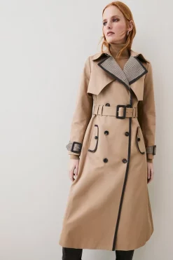 Deals 😍 Karen Millen Tweed Mix Cotton Trench 🧥 Coat - camel ❤️ -Karen Millen Outlet store bkk06514 camel xl 4