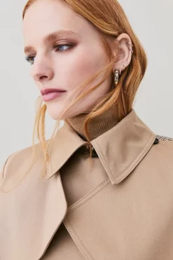 Deals 😍 Karen Millen Tweed Mix Cotton Trench 🧥 Coat - camel ❤️ -Karen Millen Outlet store bkk06514 camel xl 5