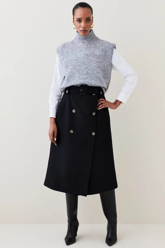 Cheapest ๐ Karen Millen Italian Virgin Wool Strong Shoulder Trench ๐งฅ Coat - black ๐ 5 Cheapest ๐ Karen Millen Italian Virgin Wool Strong Shoulder Trench ๐งฅ Coat - black ๐ - Image 3