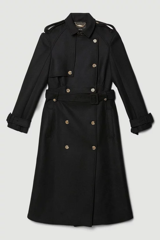 Cheapest ๐ Karen Millen Italian Virgin Wool Strong Shoulder Trench ๐งฅ Coat - black ๐ 6 Cheapest ๐ Karen Millen Italian Virgin Wool Strong Shoulder Trench ๐งฅ Coat - black ๐ - Image 4