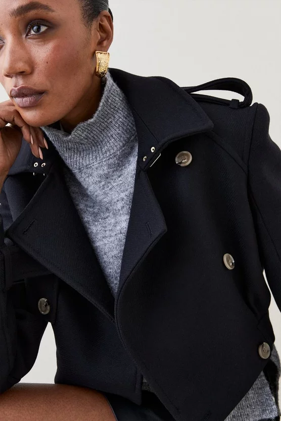 Cheapest ๐ Karen Millen Italian Virgin Wool Strong Shoulder Trench ๐งฅ Coat - black ๐ 7 Cheapest ๐ Karen Millen Italian Virgin Wool Strong Shoulder Trench ๐งฅ Coat - black ๐ - Image 5