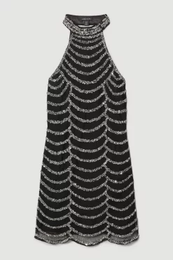 Discount π Karen Millen Draped Beaded High Neck Mini π Dress - black π― 12 Discount π Karen Millen Draped Beaded High Neck Mini π Dress - black π― -Karen Millen Outlet store bkk06521 black xl 3