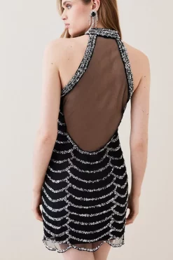 Discount π Karen Millen Draped Beaded High Neck Mini π Dress - black π― 13 Discount π Karen Millen Draped Beaded High Neck Mini π Dress - black π― -Karen Millen Outlet store bkk06521 black xl 4