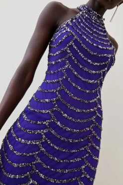 Budget 😀 Karen Millen Draped Beaded High Neck Mini 👗 Dress - electric blue ✨ -Karen Millen Outlet store bkk06522 electric20blue xl 4