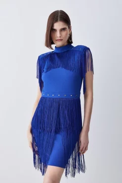 Coupon 😍 Karen Millen Fringed Ponte Detail Midi 👗 Dress ✔️