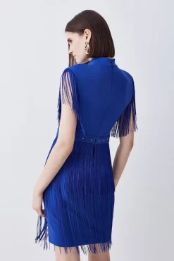 Coupon 😍 Karen Millen Fringed Ponte Detail Midi 👗 Dress ✔️ -Karen Millen Outlet store bkk06584 electric20blue xl 2