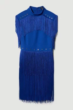Coupon 😍 Karen Millen Fringed Ponte Detail Midi 👗 Dress ✔️ -Karen Millen Outlet store bkk06584 electric20blue xl 3