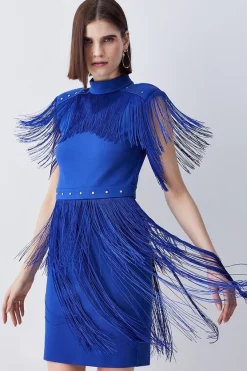 Coupon 😍 Karen Millen Fringed Ponte Detail Midi 👗 Dress ✔️ -Karen Millen Outlet store bkk06584 electric20blue xl 4