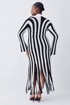 Outlet 😉 Karen Millen Plus Size Striped Knitted Maxi Column 👗 Dress - mono 🔥 9 Outlet 😉 Karen Millen Plus Size Striped Knitted Maxi Column 👗 Dress - mono 🔥 -Karen Millen Outlet store bkk06592 mono xl 2