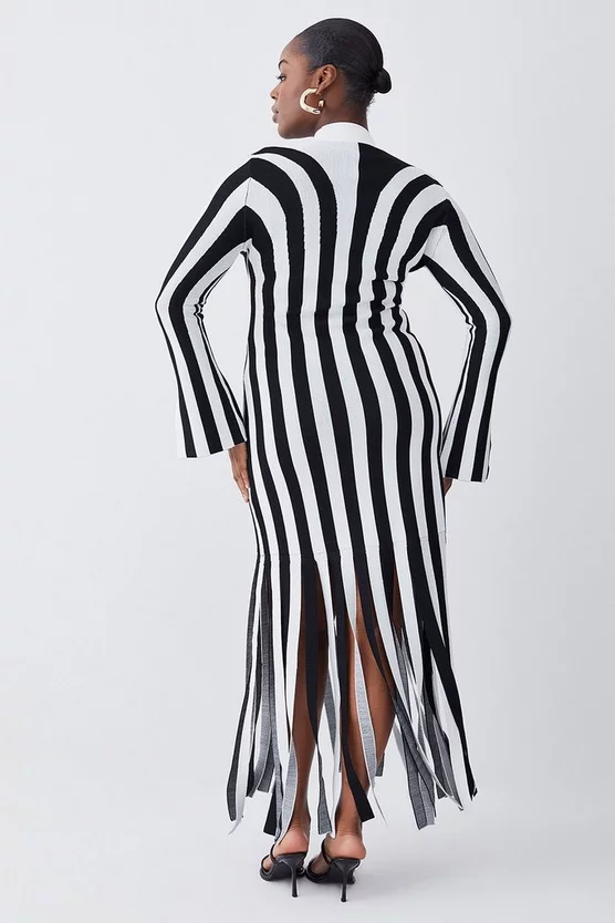 Outlet 😉 Karen Millen Plus Size Striped Knitted Maxi Column 👗 Dress - mono 🔥 5 Outlet 😉 Karen Millen Plus Size Striped Knitted Maxi Column 👗 Dress - mono 🔥 - Image 3