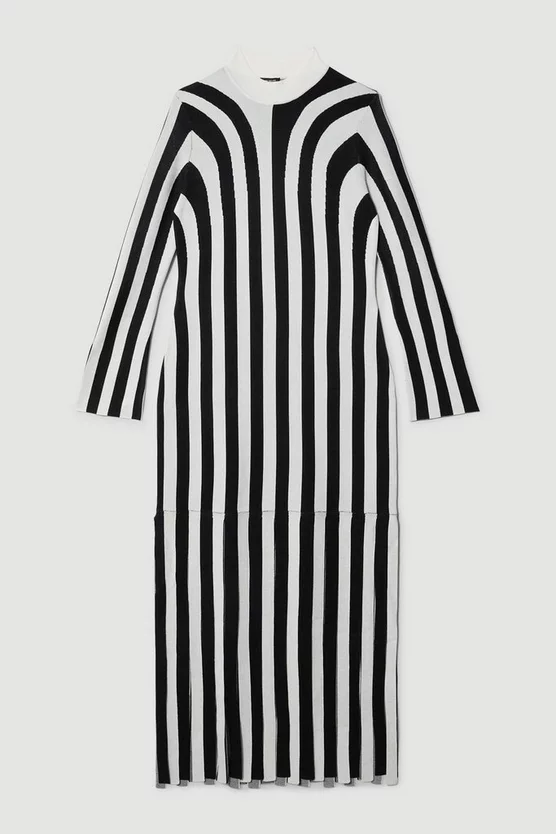 Outlet 😉 Karen Millen Plus Size Striped Knitted Maxi Column 👗 Dress - mono 🔥 6 Outlet 😉 Karen Millen Plus Size Striped Knitted Maxi Column 👗 Dress - mono 🔥 - Image 4