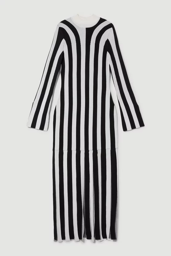 Best Pirce โ๏ธ Karen Millen Petite Stripe Knitted Maxi Column ๐ Dress - mono ๐ 6 Best Pirce โ๏ธ Karen Millen Petite Stripe Knitted Maxi Column ๐ Dress - mono ๐ - Image 4
