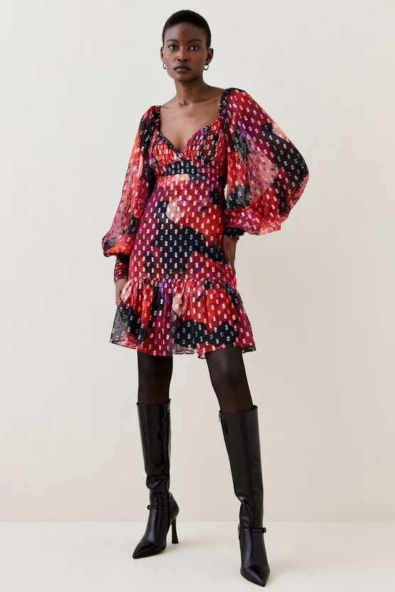 Cheap ๐ Karen Millen Floral Metallic Beaded Cuff Woven Mini ๐ Dress โ๏ธ 4 Cheap ๐ Karen Millen Floral Metallic Beaded Cuff Woven Mini ๐ Dress โ๏ธ - Image 2