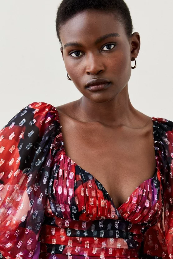 Cheap ๐ Karen Millen Floral Metallic Beaded Cuff Woven Mini ๐ Dress โ๏ธ 5 Cheap ๐ Karen Millen Floral Metallic Beaded Cuff Woven Mini ๐ Dress โ๏ธ - Image 3