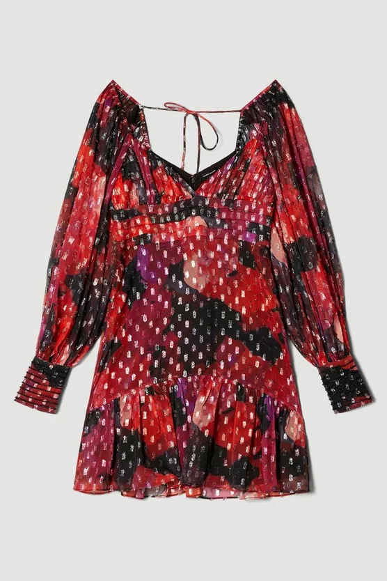 Cheap ๐ Karen Millen Floral Metallic Beaded Cuff Woven Mini ๐ Dress โ๏ธ 6 Cheap ๐ Karen Millen Floral Metallic Beaded Cuff Woven Mini ๐ Dress โ๏ธ - Image 4