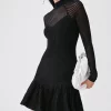 Cheap ⭐ Karen Millen Sheer Knit Ruffle Hem 👗 Dress - black 🔥 -Karen Millen Outlet store bkk06632 black xl