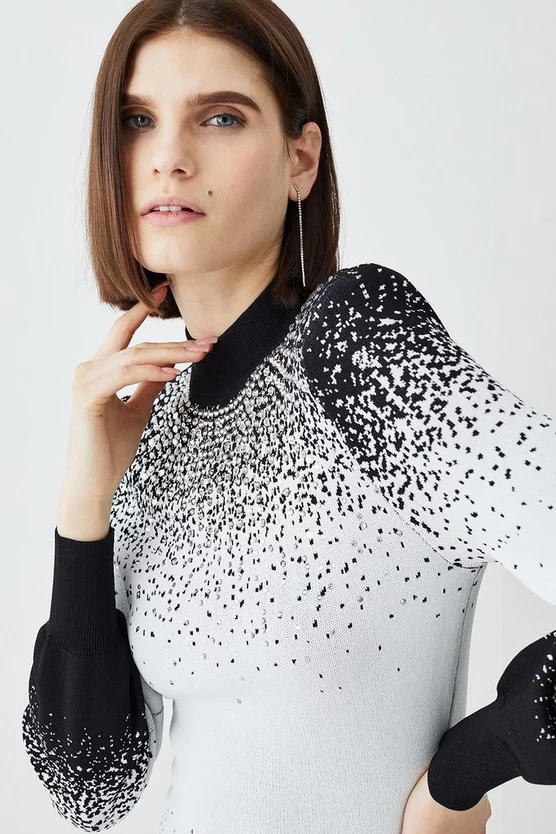 Best deal 🌟 Karen Millen Hotfix Sequin High Neck Knit Mini 👗 Dress - mono 🥰 4 Best deal 🌟 Karen Millen Hotfix Sequin High Neck Knit Mini 👗 Dress - mono 🥰 - Image 2