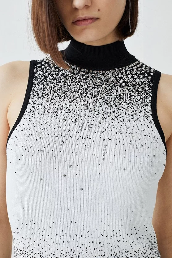 Cheapest 🛒 Karen Millen Hotfix Sequin Knit High Neck Jumper - mono 😍 7 Cheapest 🛒 Karen Millen Hotfix Sequin Knit High Neck Jumper - mono 😍 - Image 5