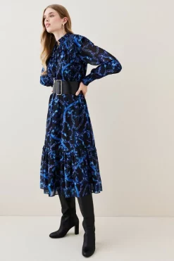 Budget ๐ฅ Karen Millen Chain Printed Georgette Woven Midi ๐ Dress ๐งจ