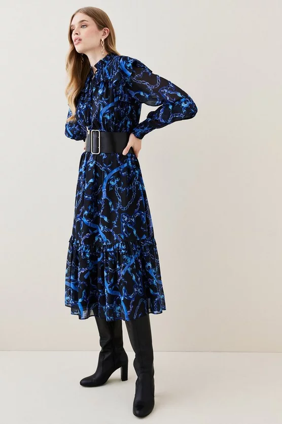 Budget ๐ฅ Karen Millen Chain Printed Georgette Woven Midi ๐ Dress ๐งจ 3 Budget ๐ฅ Karen Millen Chain Printed Georgette Woven Midi ๐ Dress ๐งจ